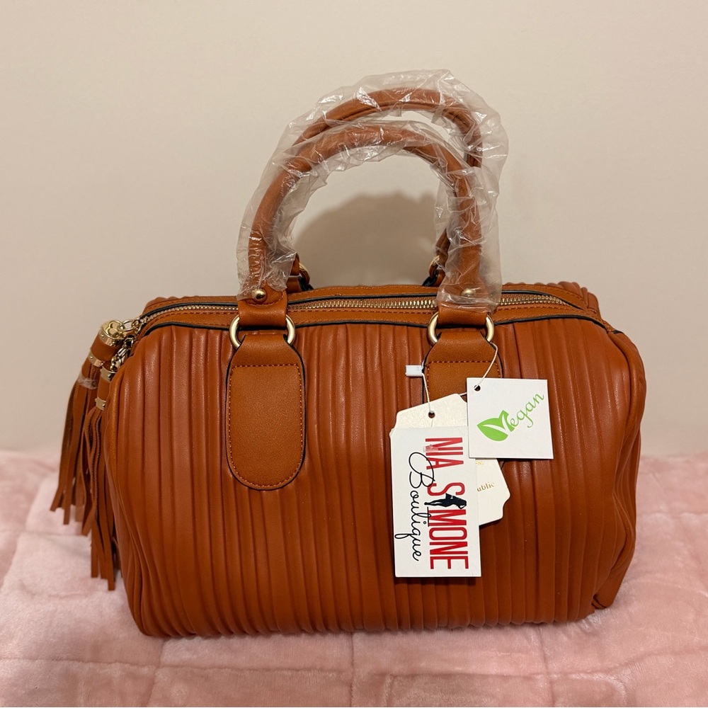 Handbag Republic Vegan Leather Doctor Bag – Cognac Brown